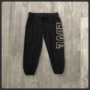 Black & Neon Green “Love” Cropped Pants